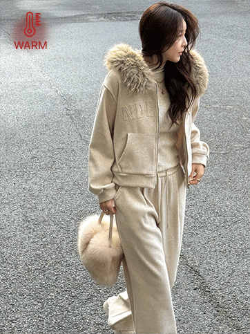 엘르보 기모후드퍼집업팬츠세트