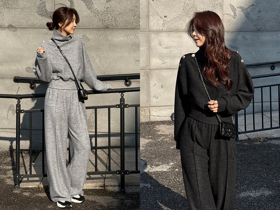 코소벨 버튼폴라팬츠세트