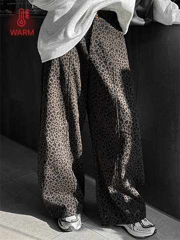 바힌드 기모레오파드뒷밴딩팬츠