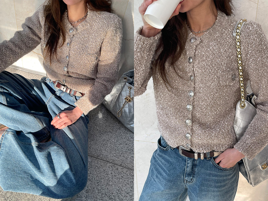 도렌브 트위드가디건