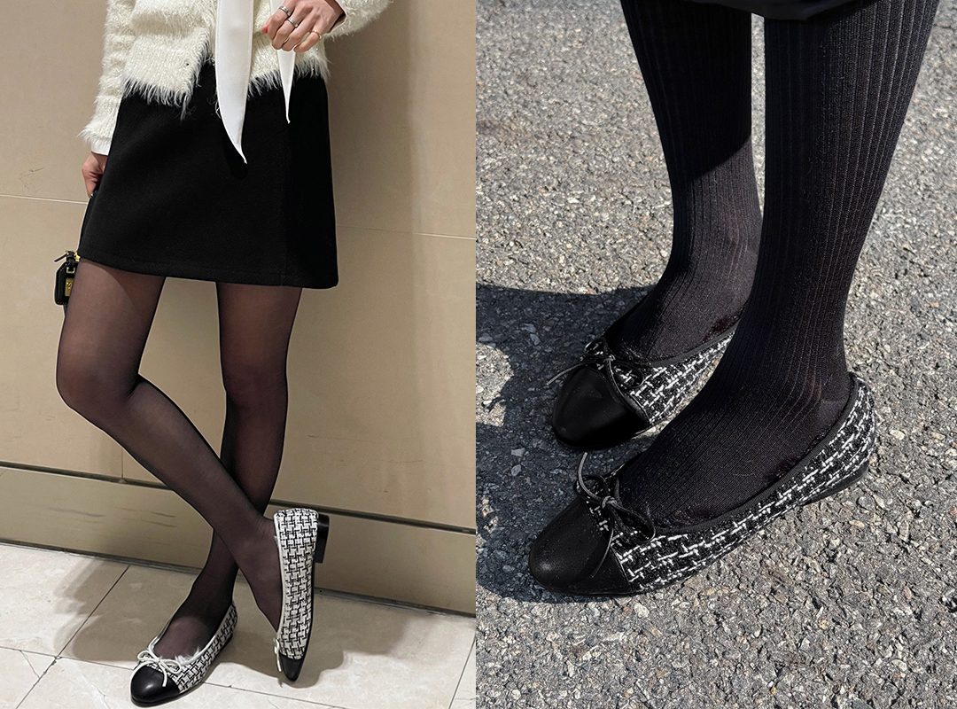 유베츠 안감퍼트위드플랫슈즈