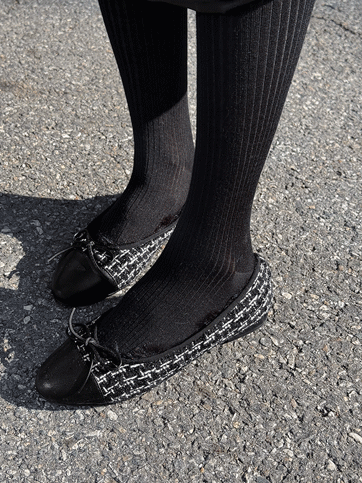 유베츠 안감퍼트위드플랫슈즈