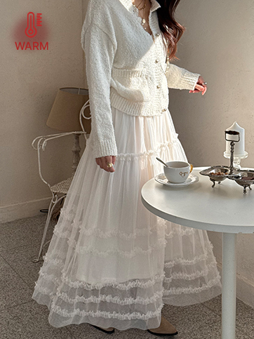 온프벨 안감기모밴딩레이스스커트