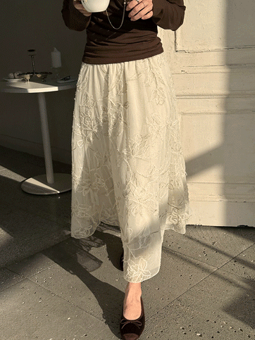 무핀브 밴딩레이스스커트