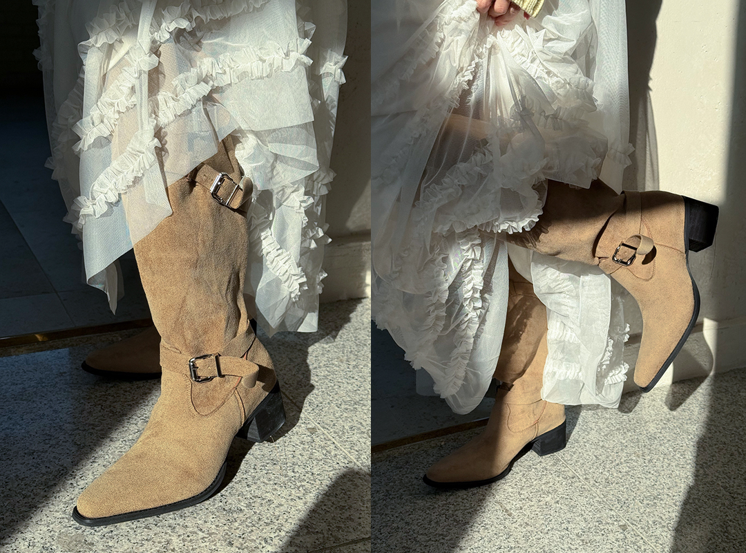 카니폴 스웨이드버클롱부츠