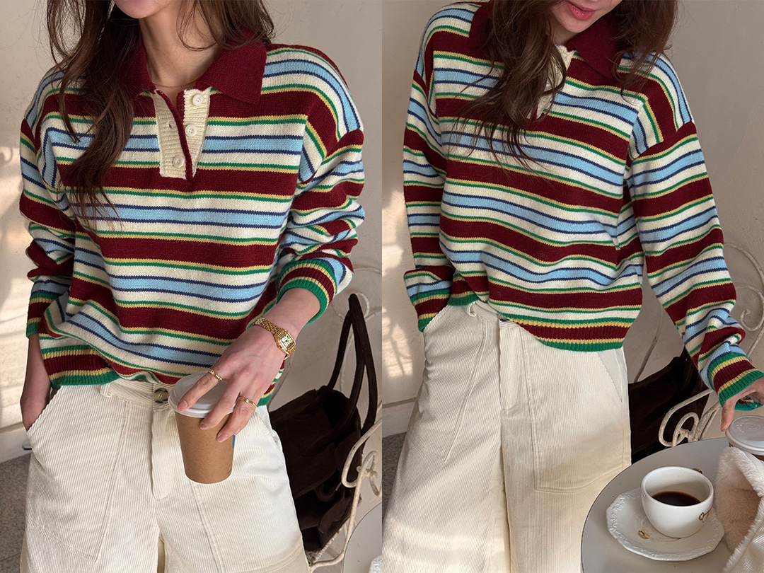 오멜프 카라버튼니트