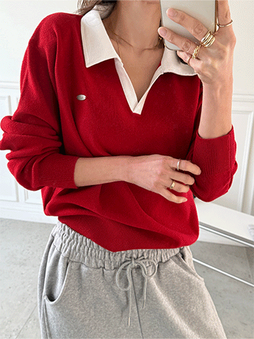 우한브 카라배색니트