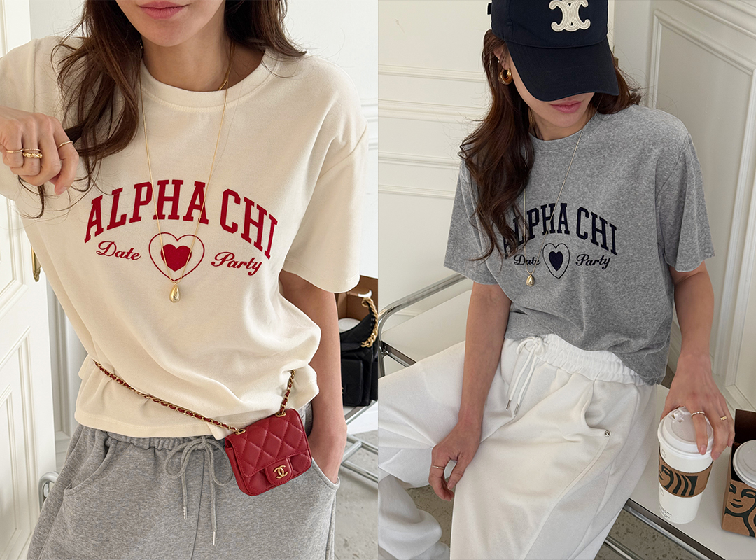 루키벨 벨벳나염반팔티