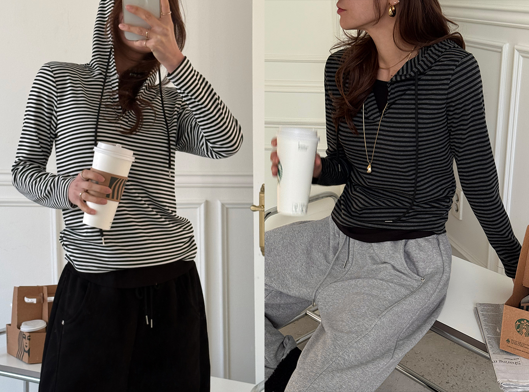 딘지보 레이어드단가라후드티