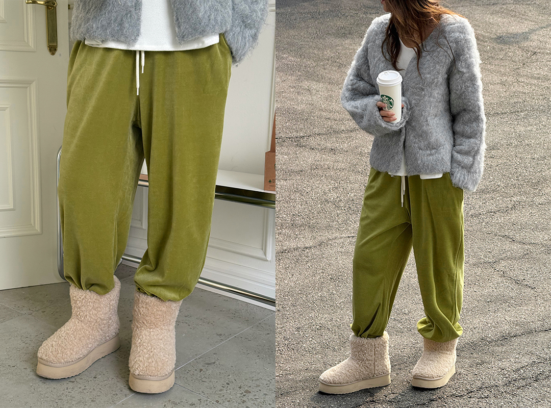 모이보 벨벳밴딩팬츠