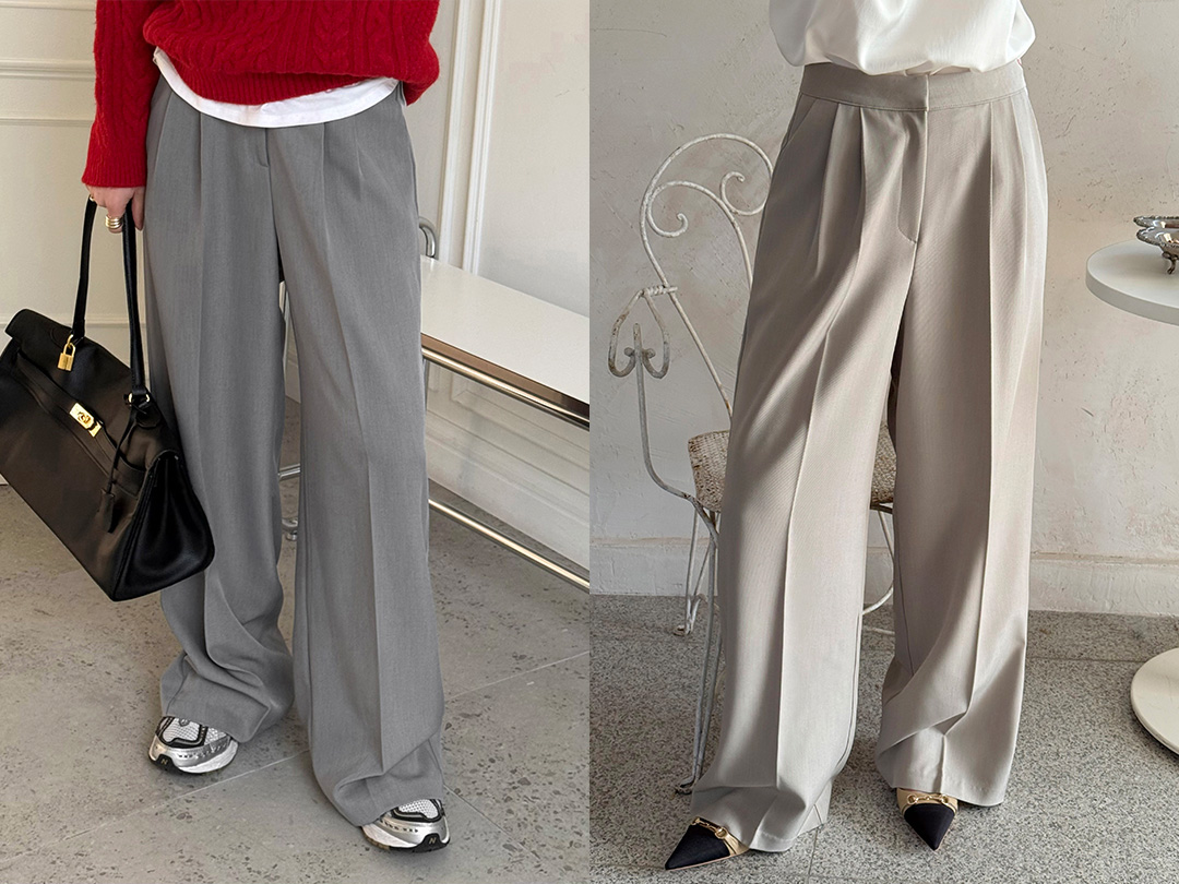 포밀드 핀턱슬랙스