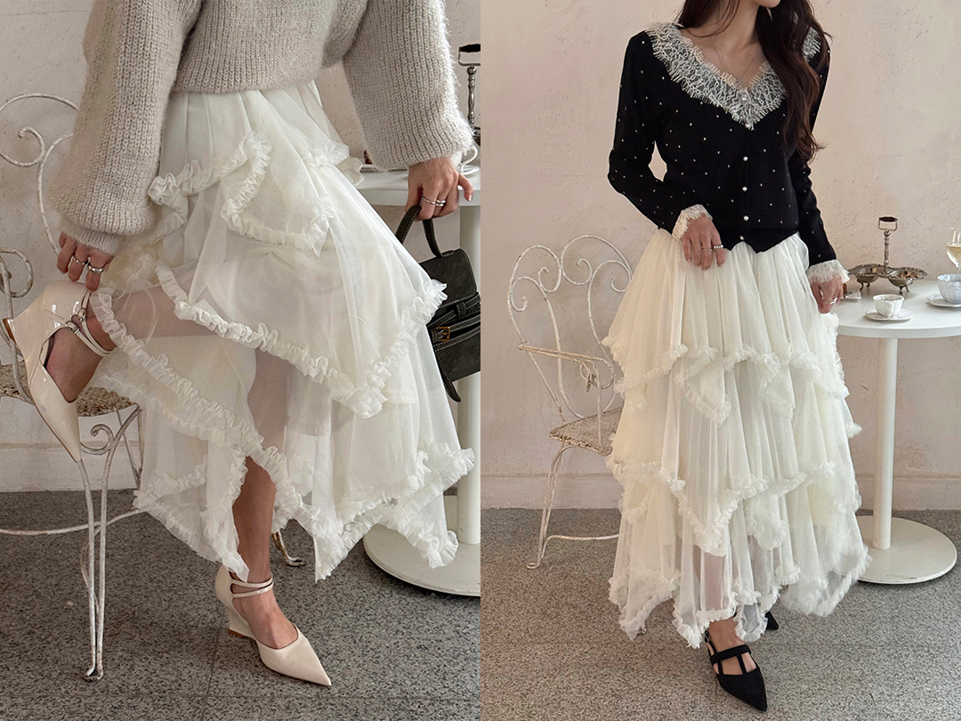 프온베 레이스밴딩스커트