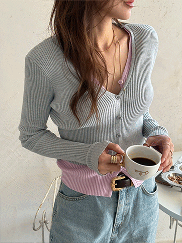 커딘포 배색레이어드니트