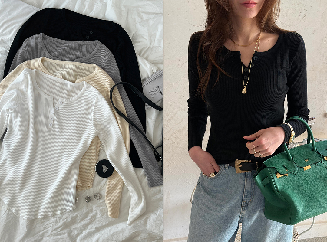 파엔올 골지버튼니트