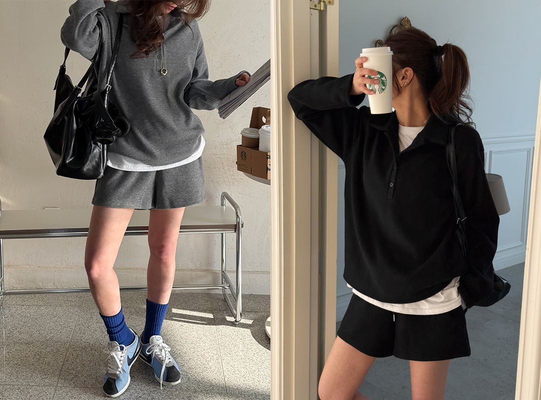 티엘버 기모카라티숏팬츠세트