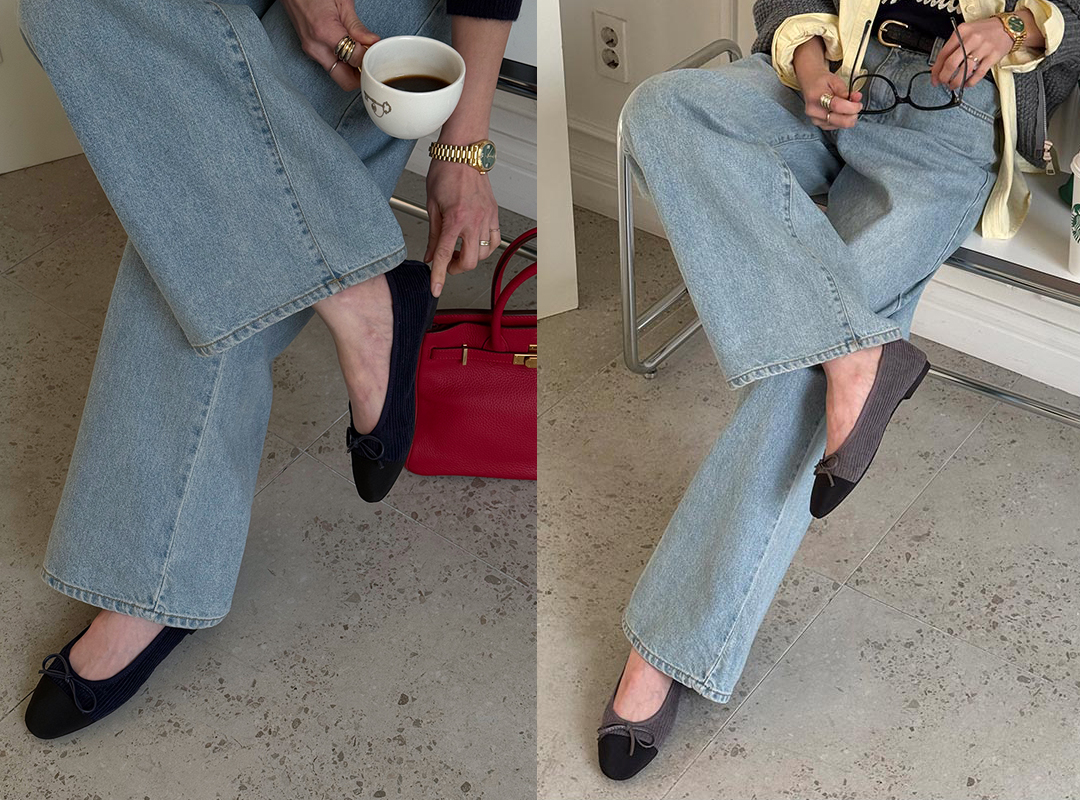 이벨프 골덴리본플랫슈즈