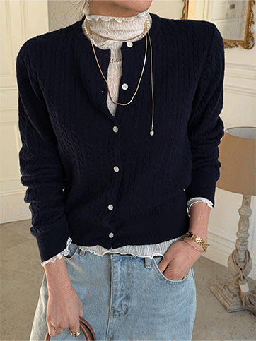 즈민크 꽈배기니트가디건