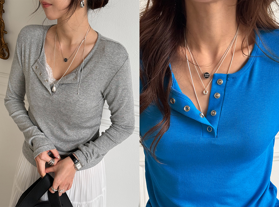 듀모브 스냅버튼골지긴팔티