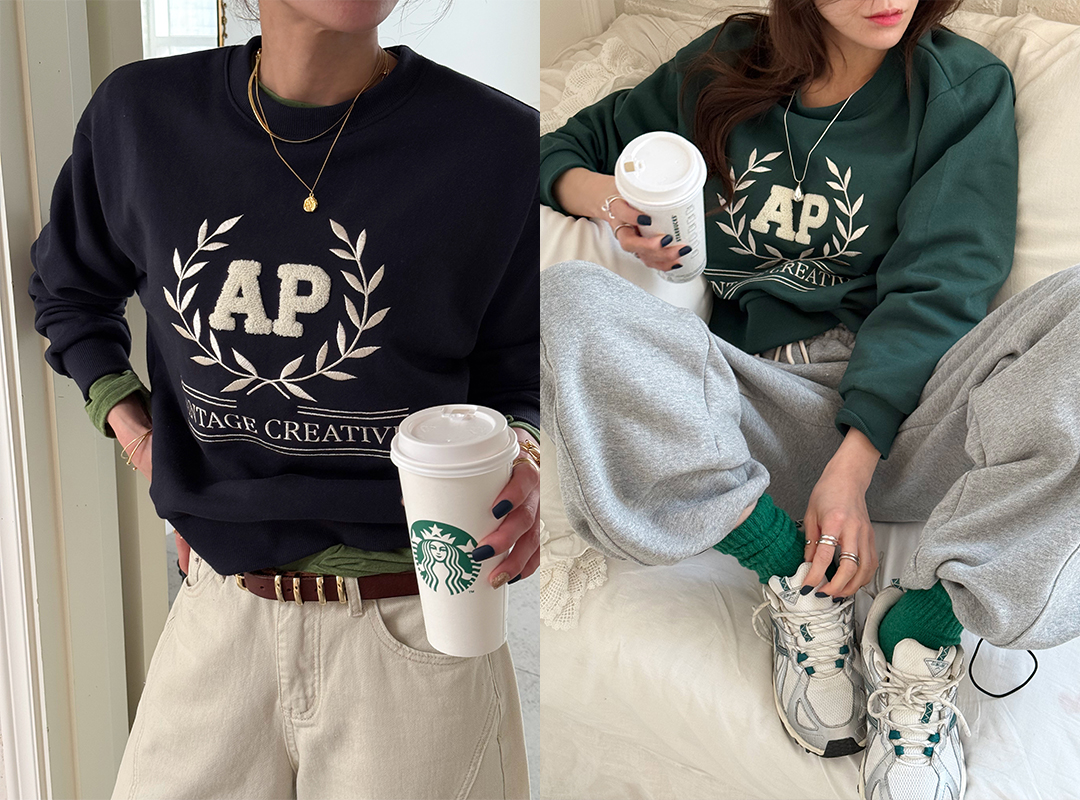 브일프 자수맨투맨