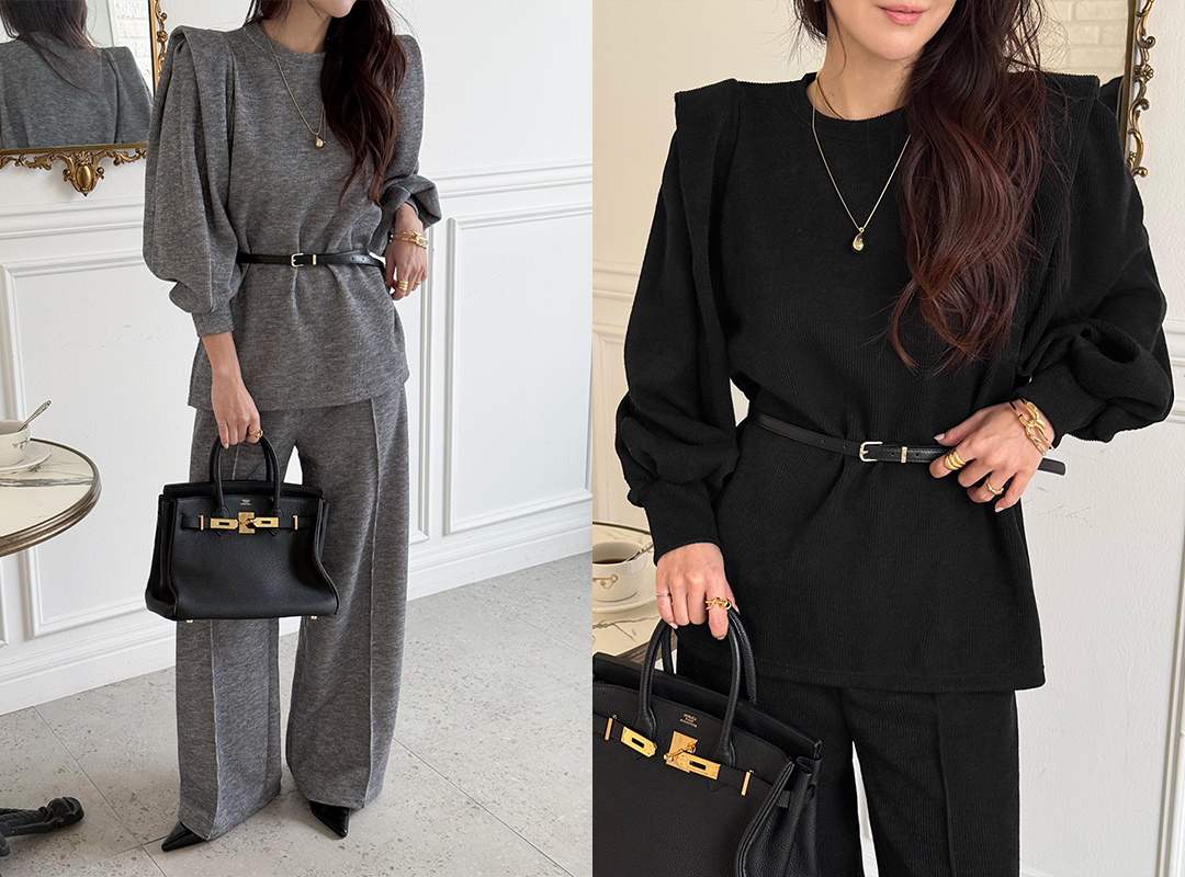 브로망 벨트퍼프팬츠세트