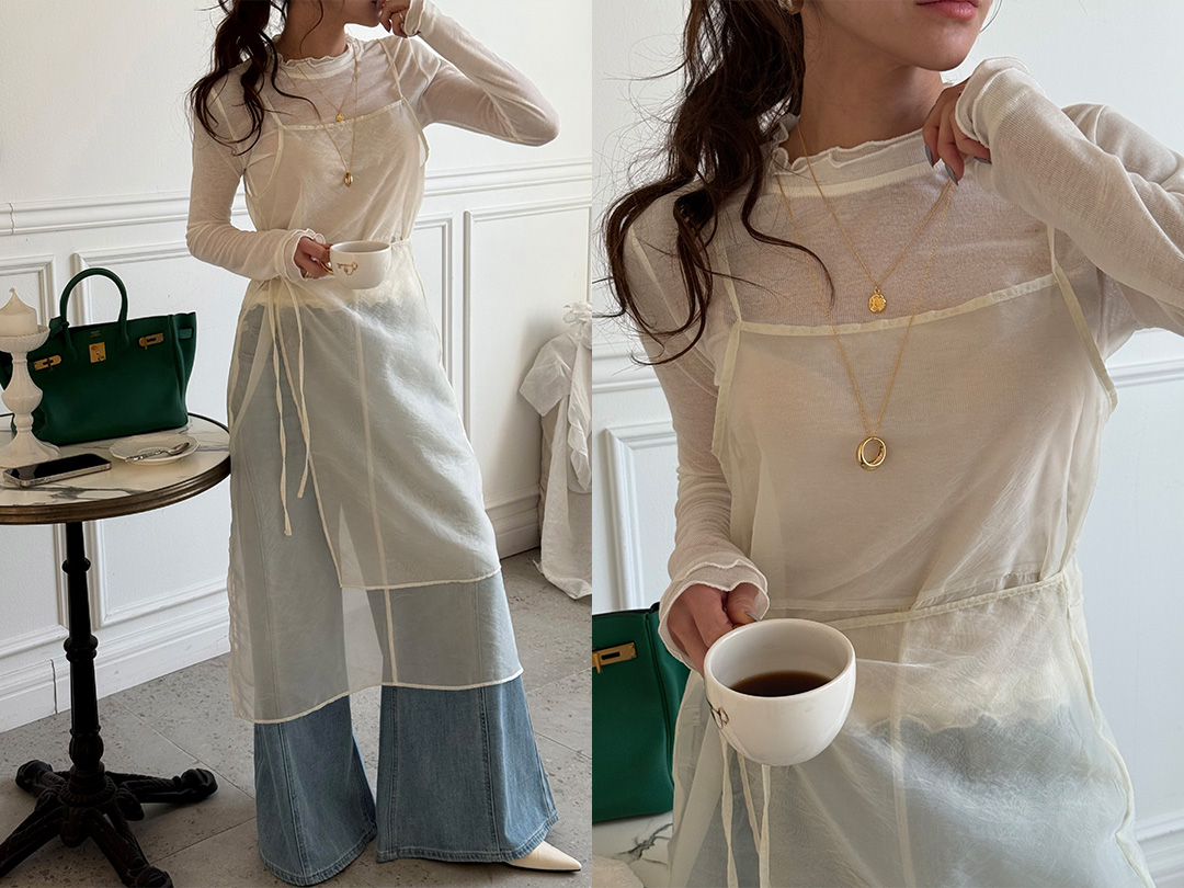 롤케비 시스루랩나시원피스