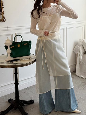 롤케비 시스루랩나시원피스