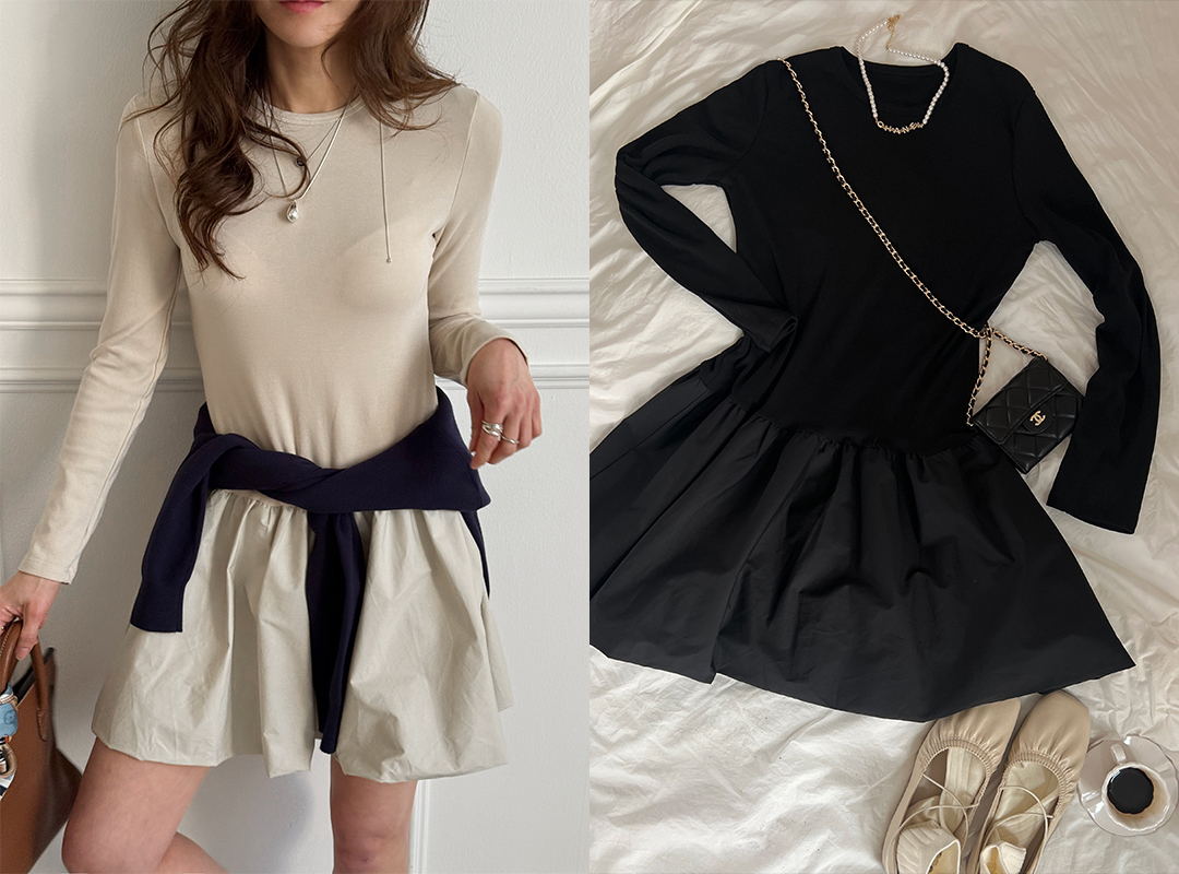 모멜브 벌룬긴팔원피스