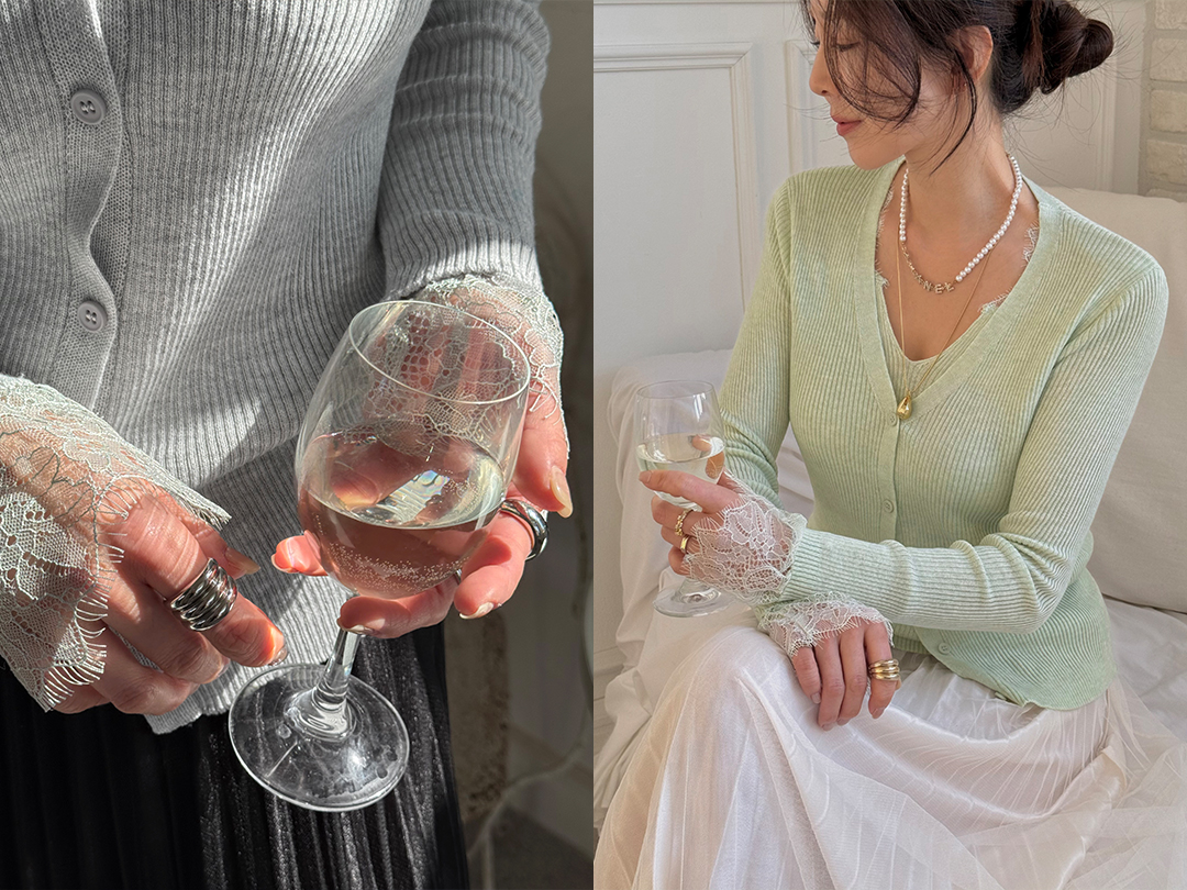 소반오 레이스레이어드가디건