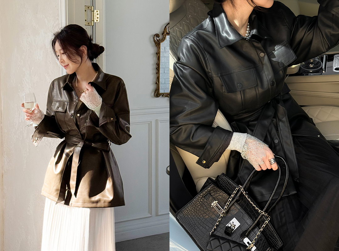 젠우베 레더벨트자켓