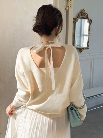 르젠코 뒷리본브이넥니트(H02)