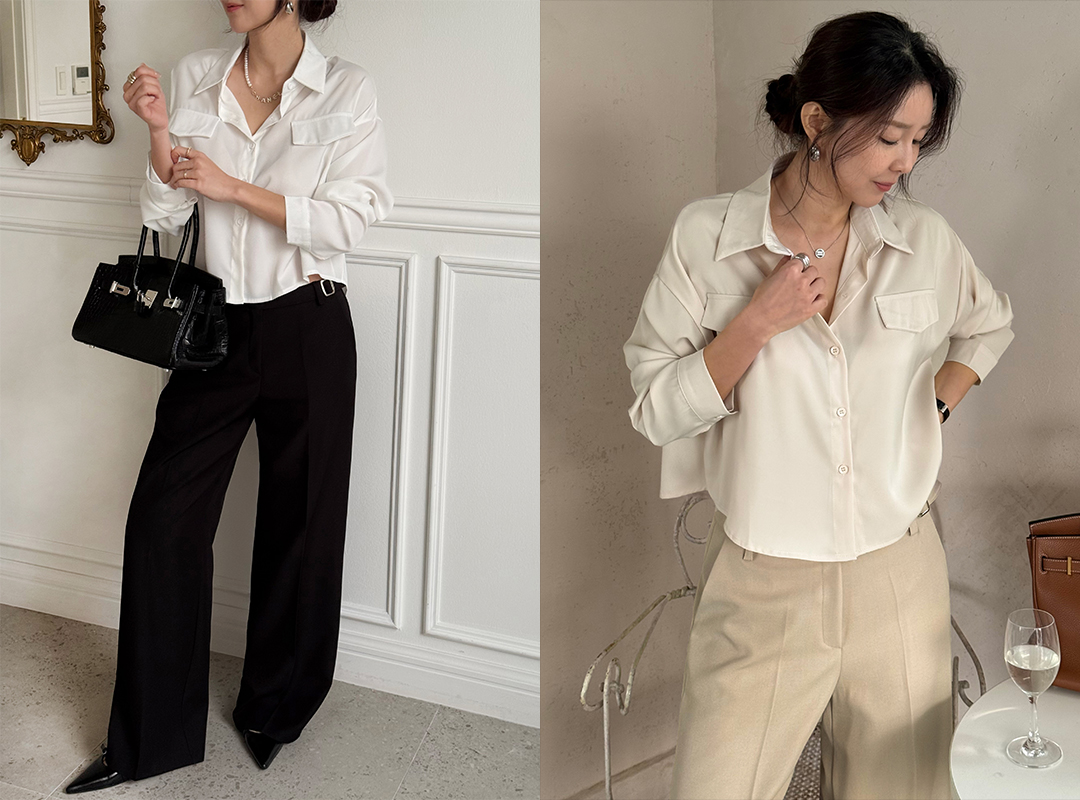 커프벨 크롭셔츠