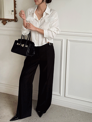 커프벨 크롭셔츠