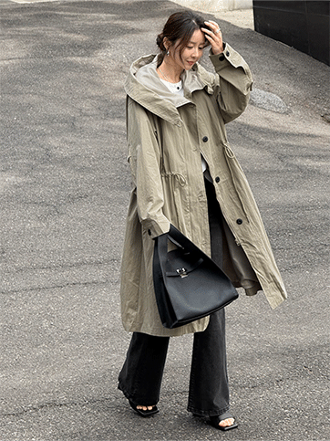 루허브 스트링후드야상점퍼