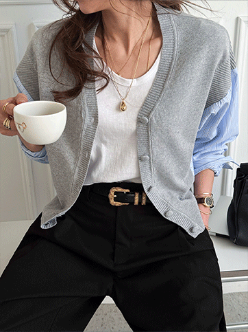 샤르보 배색가디건