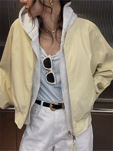 누아벤 레더후드점퍼