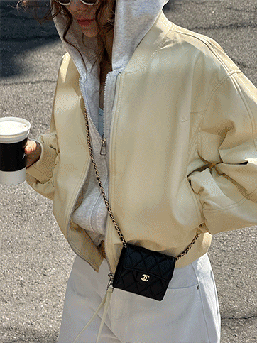 누아벤 레더후드점퍼