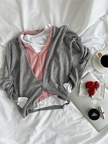 프버코 배색레이어드가디건