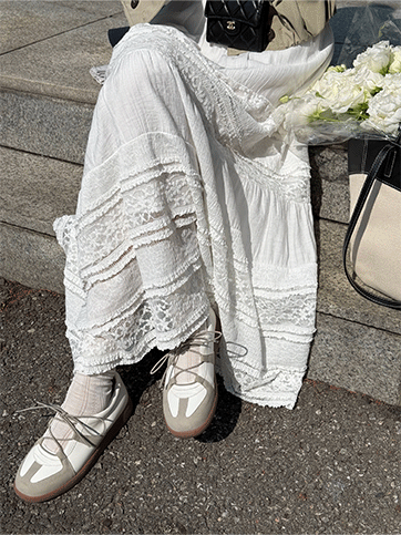 머린프 밴딩레이스스커트