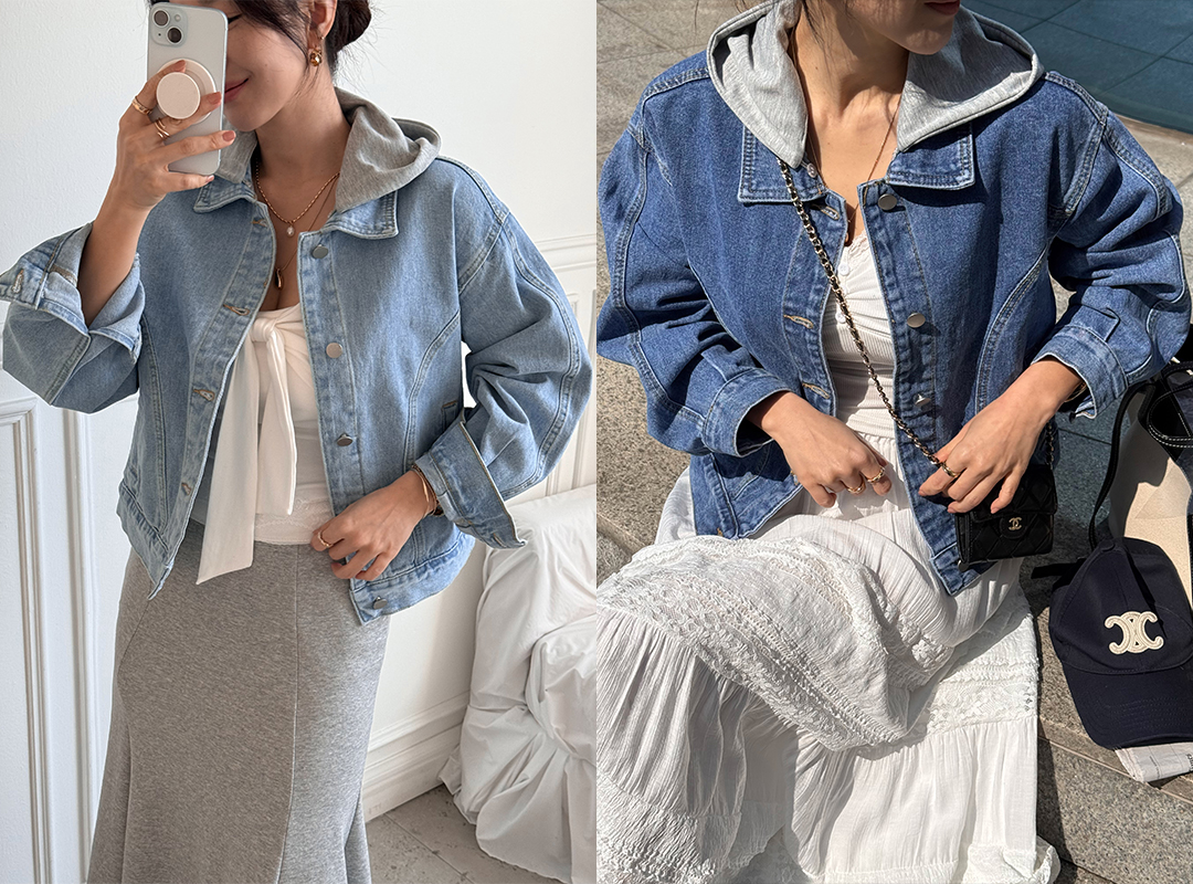 칸레차 데님후드자켓