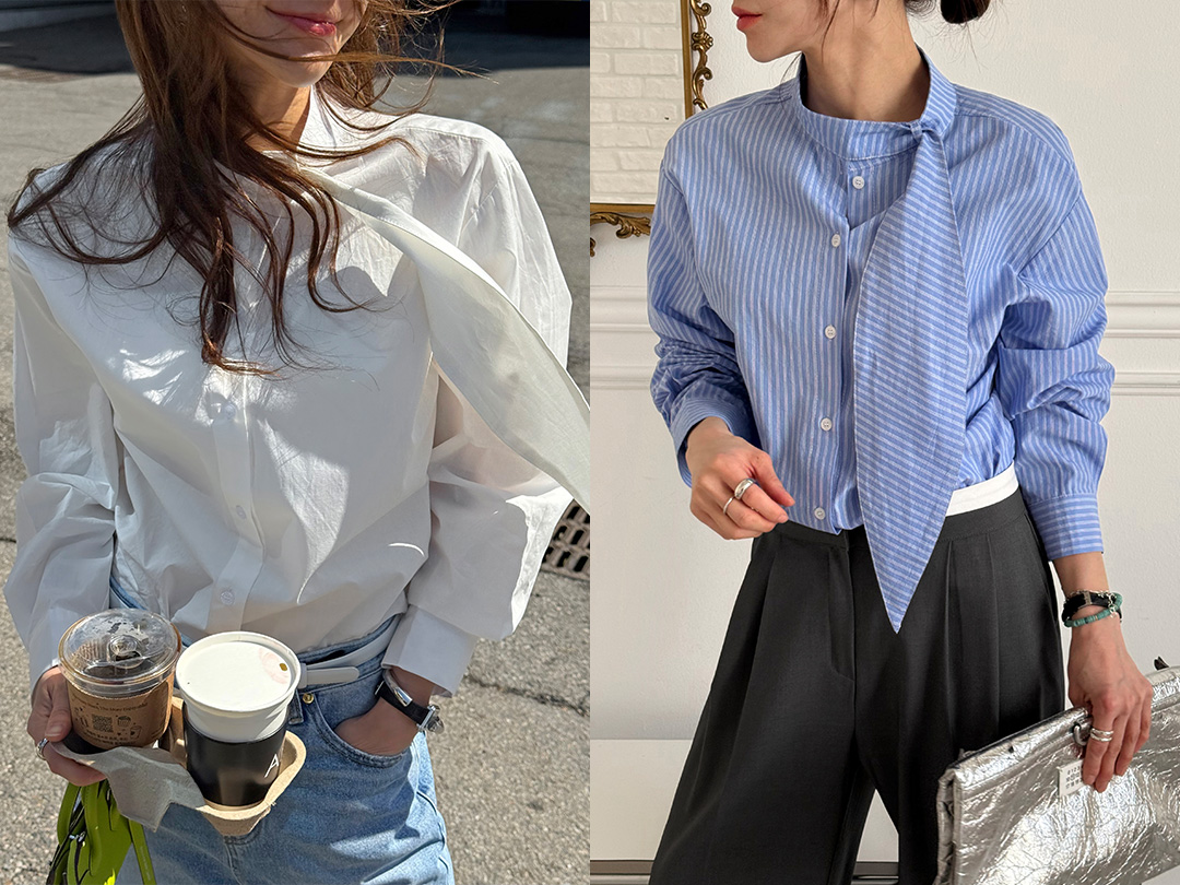 우펜브 스카프스트라이프셔츠