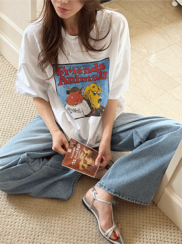 틴쿠베 나염루즈핏반팔티