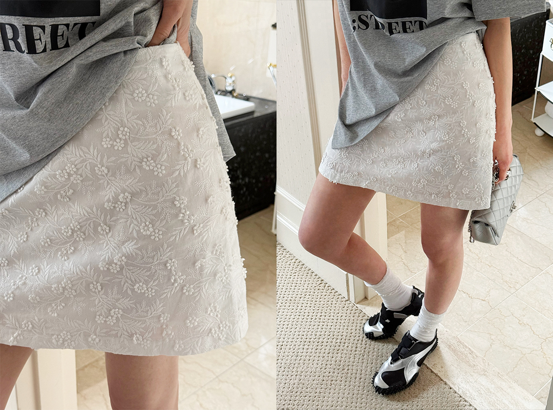 몽쿠브 자수미니스커트