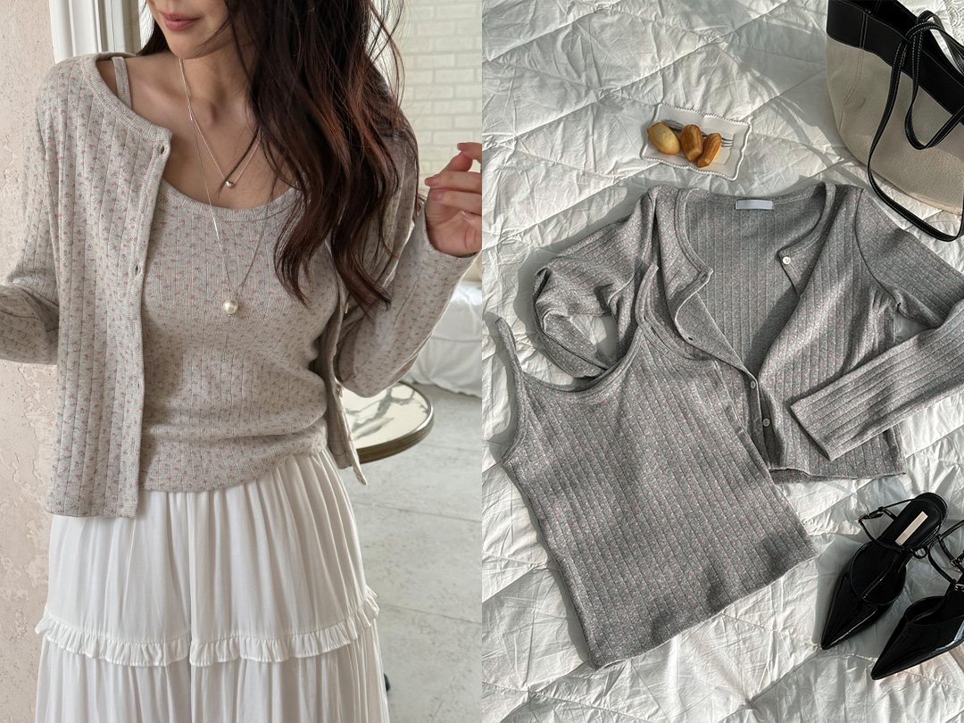 로버코 플라워나시가디건세트