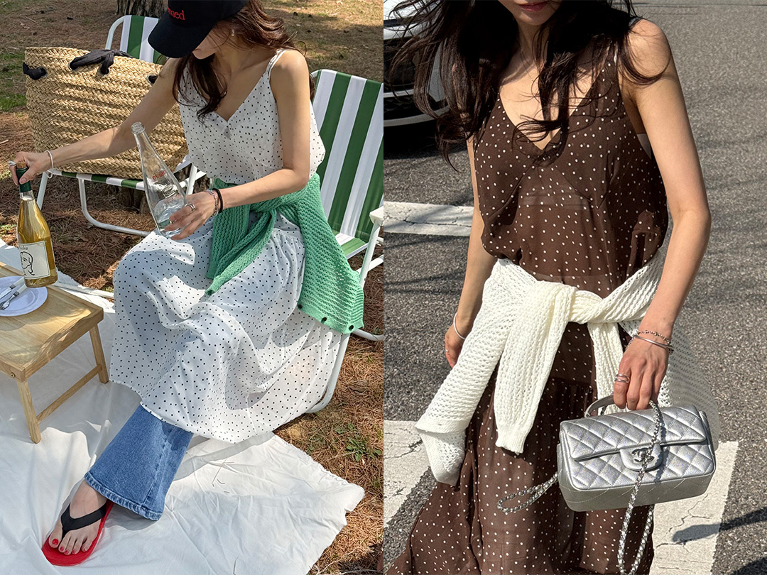 제산코 도트시스루나시원피스