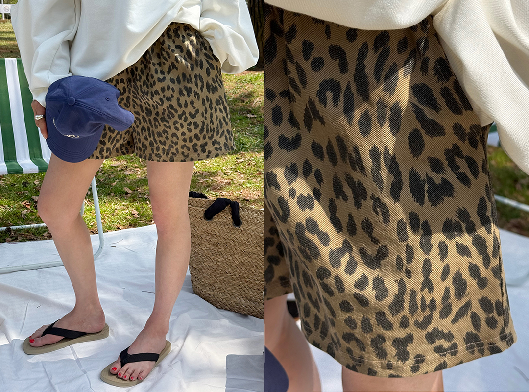 시모카 밴딩레오파드숏팬츠