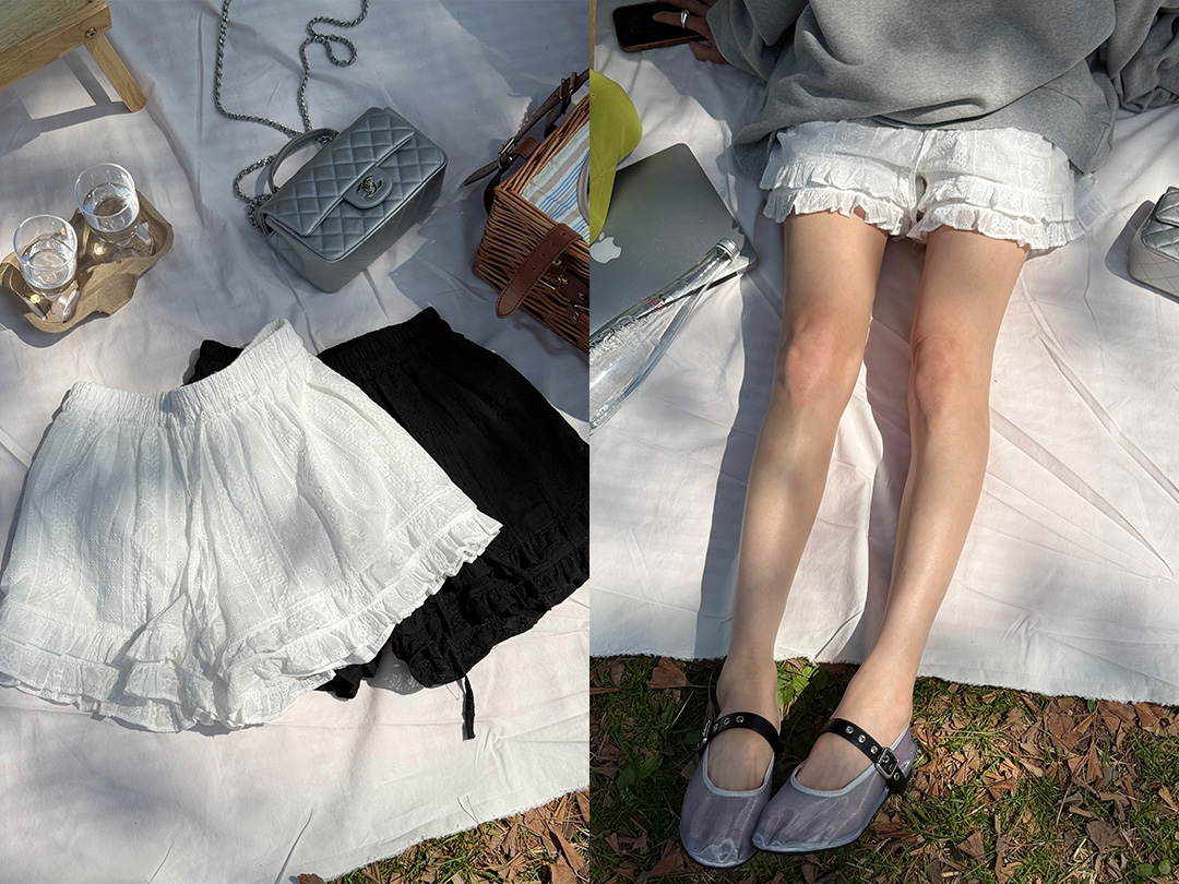 야엘트 프릴펀칭숏밴딩팬츠