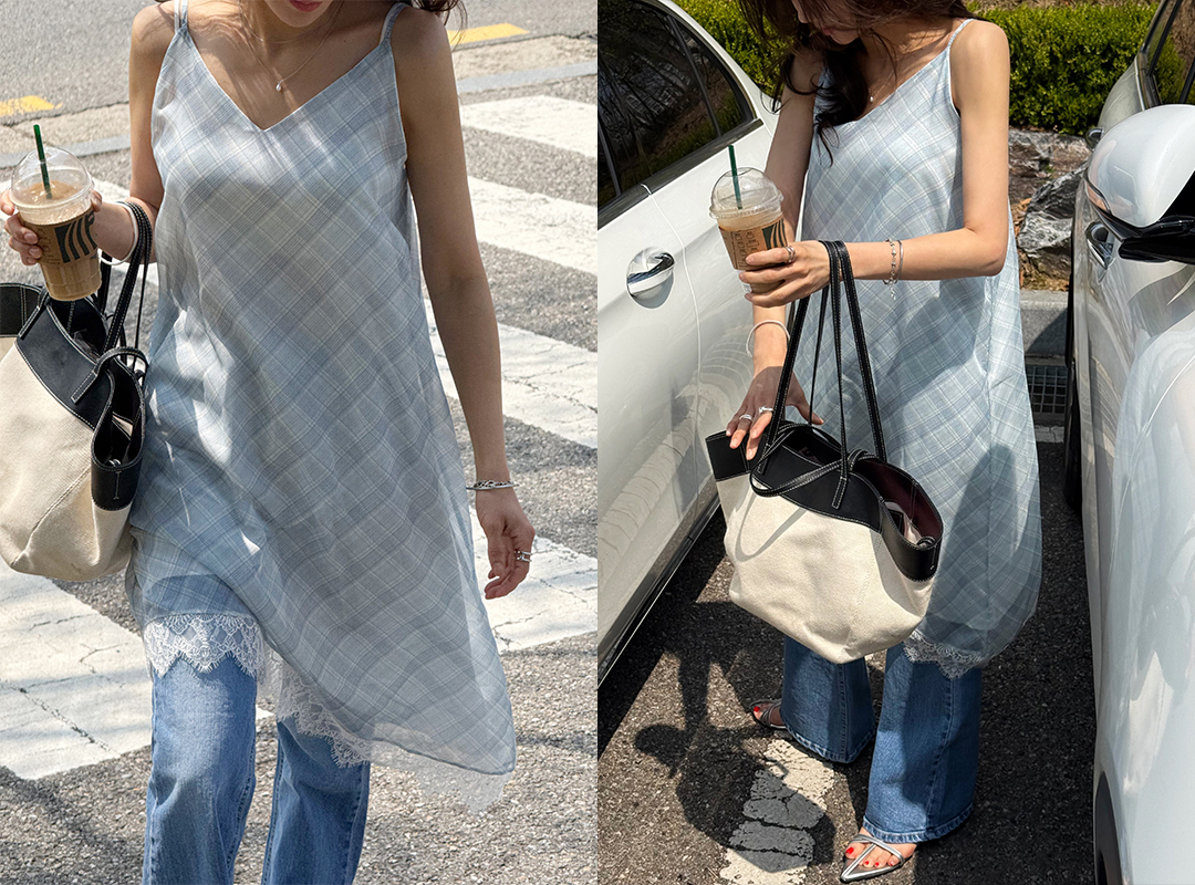 노팔드 레이스언발롱원피스