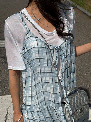 유헨오 체크레이어드원피스