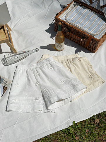 키엔토 펀칭레이스밴딩숏팬츠