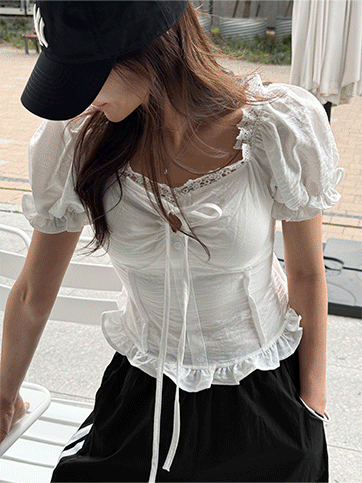 카구츠 스판퍼프블라우스